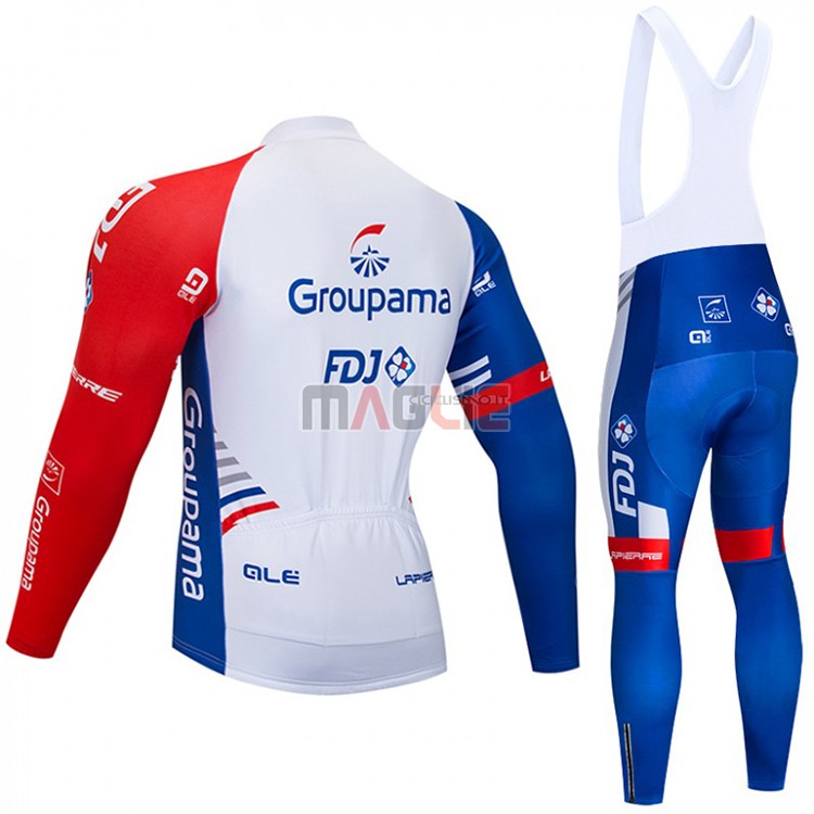 Maglia Groupama FDJ Manica Lunga 2018 Bianco Blu Rosso